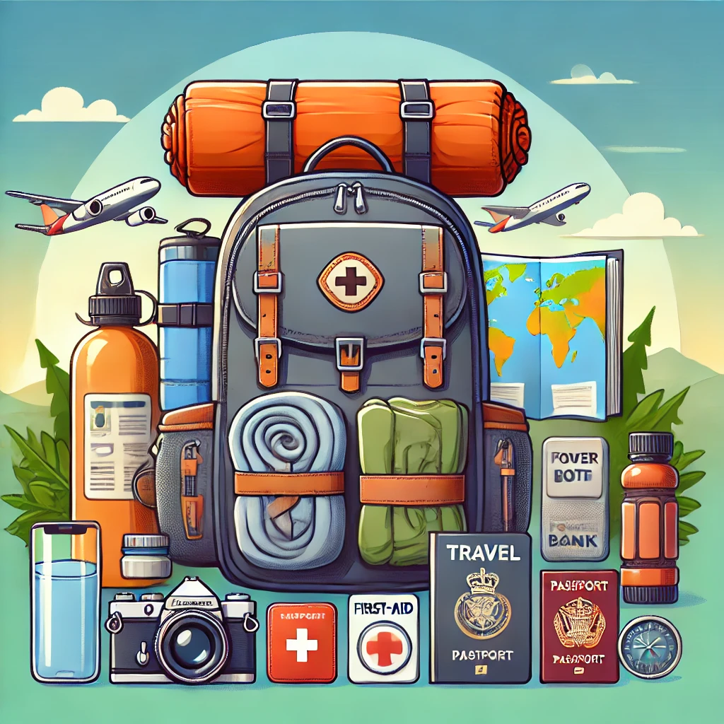 베낭여행에 필요한 물품 그림