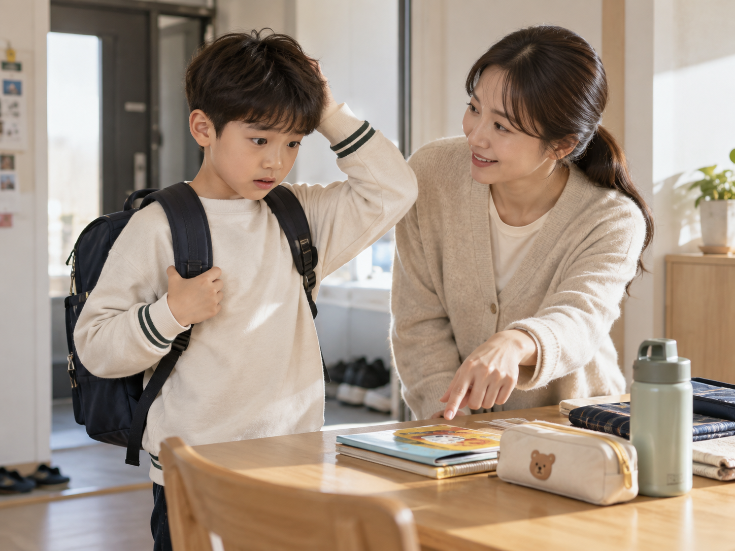 엄마와 함께하는 아침 등굣길 준비