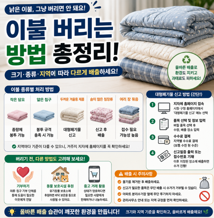 "모르면 과태료..." 이불 버리는 방법 대형폐기물 처리부터 분리배출까지 전부알려드림1