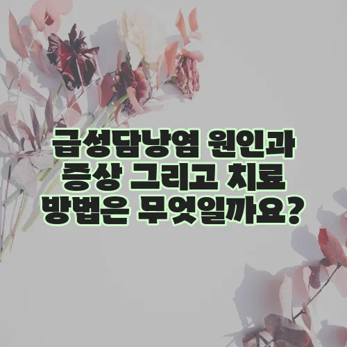 급성담낭염 원인과 증상 그리고 치료 방법은 무엇일까요?