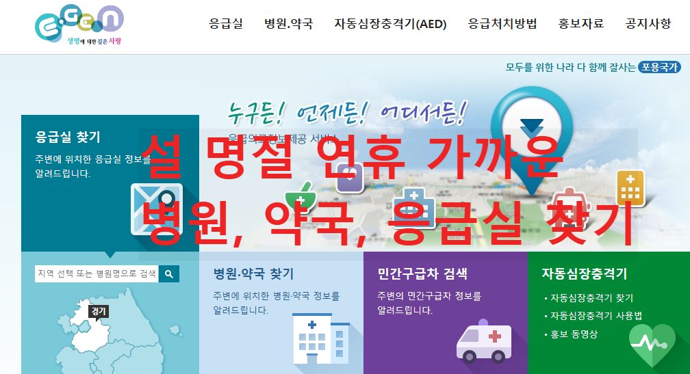 설 명절 연휴 병원, 약국, 응급실 정보