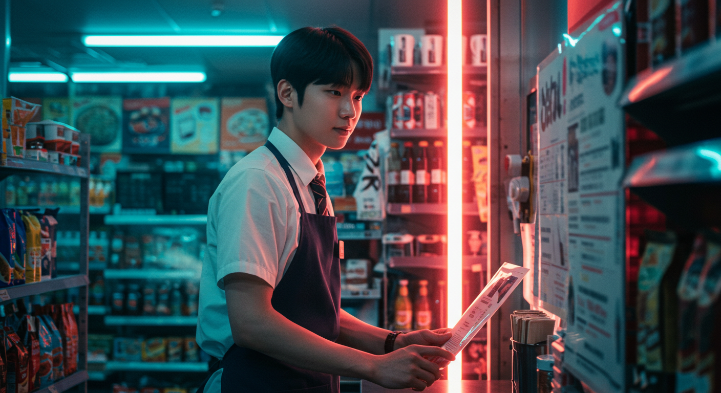 청소년이 근로 조건 확인하는 이미지