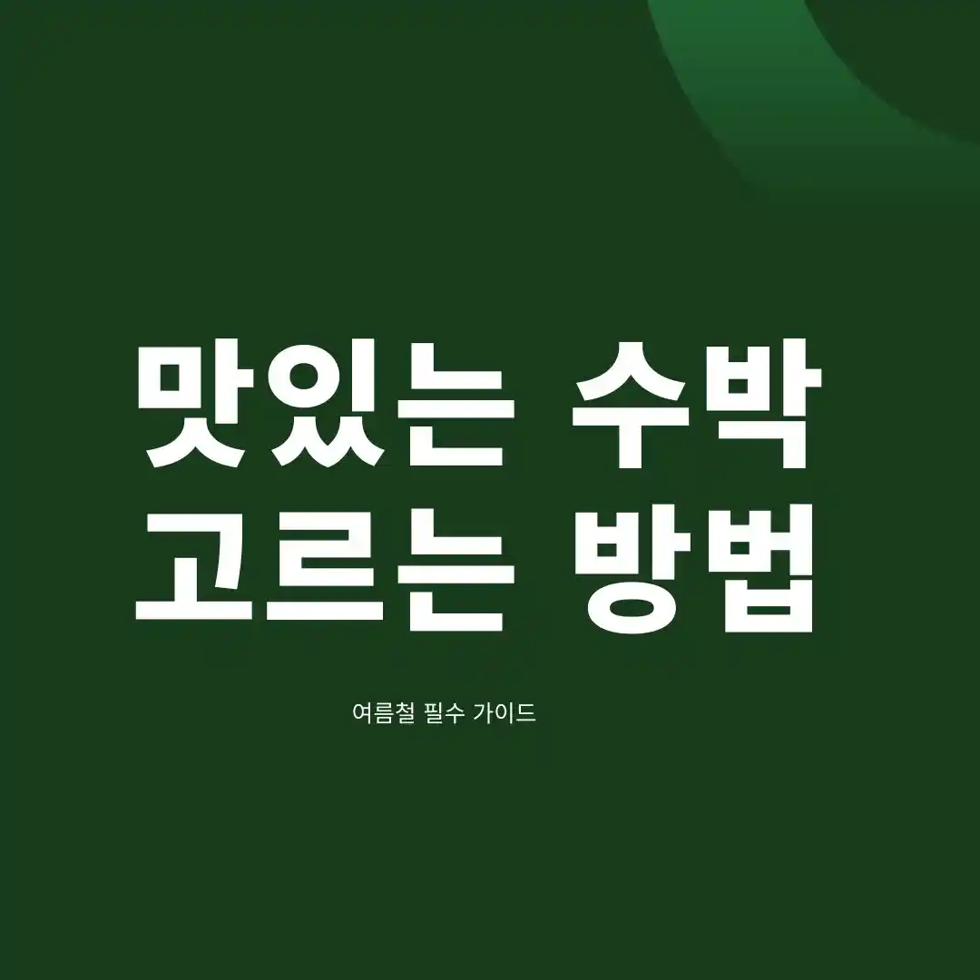 맛있는 수박 고르는 방법