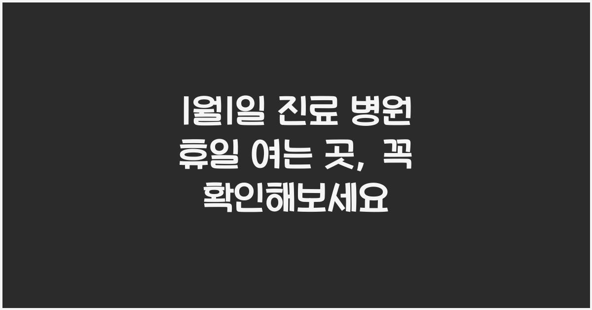 1월1일 진료 병원 휴일 여는 곳