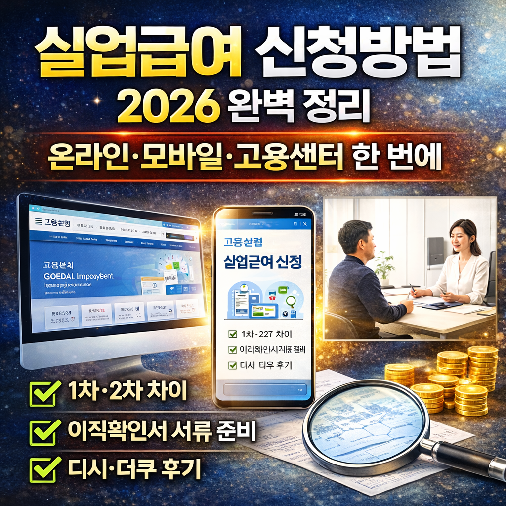 실업급여 신청방법 2026 완벽 정리｜온라인&middot;모바일&middot;고용센터 한 번에