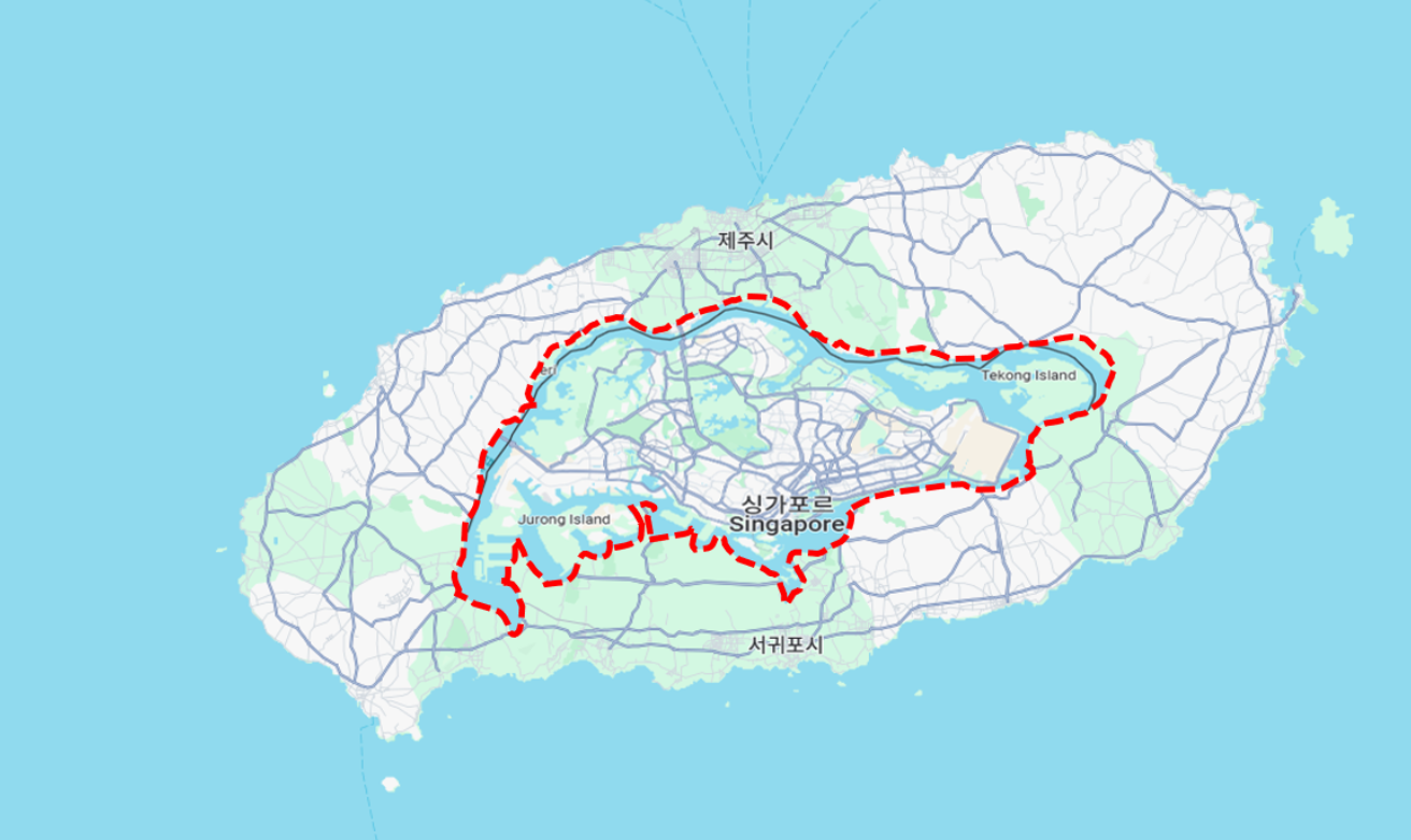 제주도와 싱가포르 크기 비교