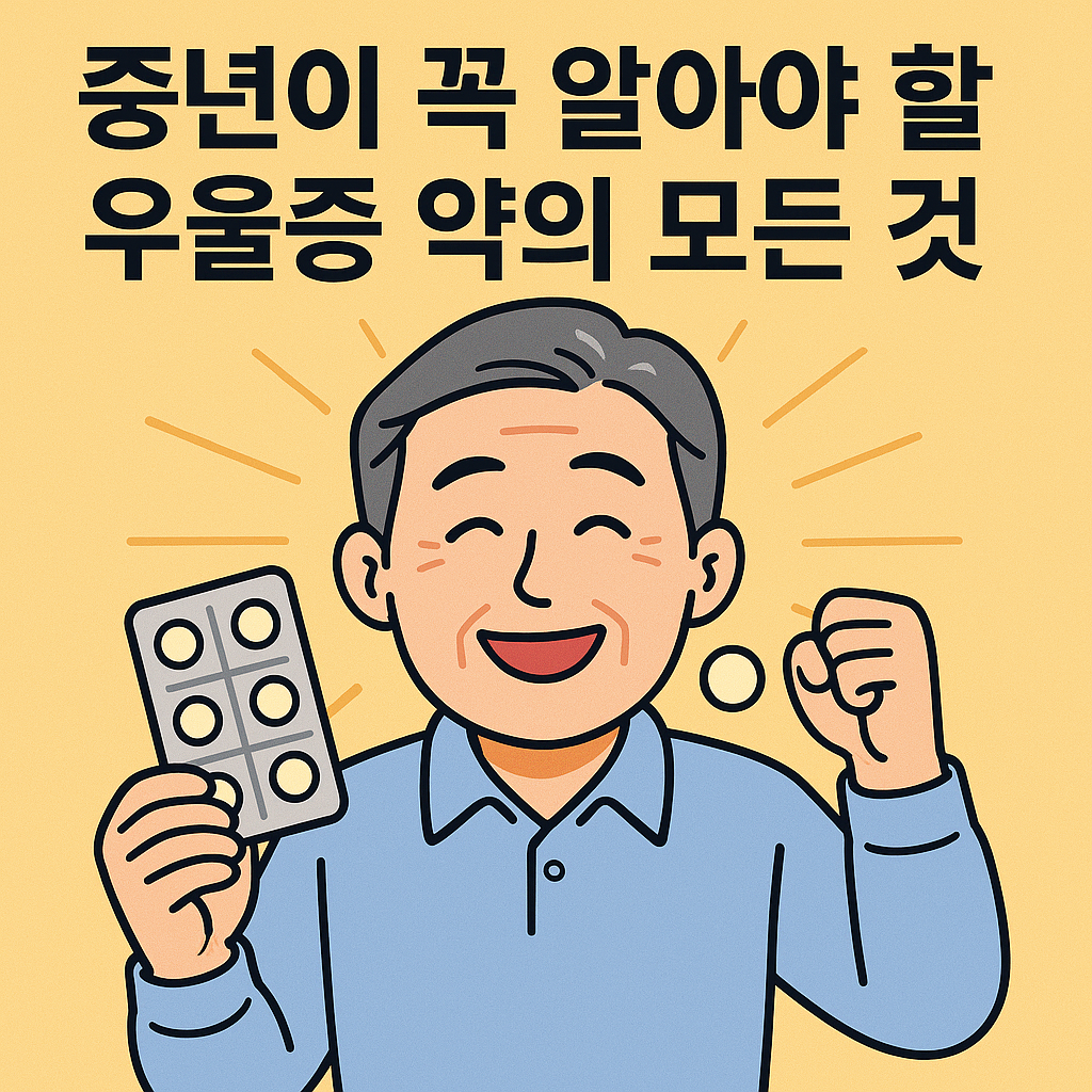 약을 들고 있는 중년 남성
