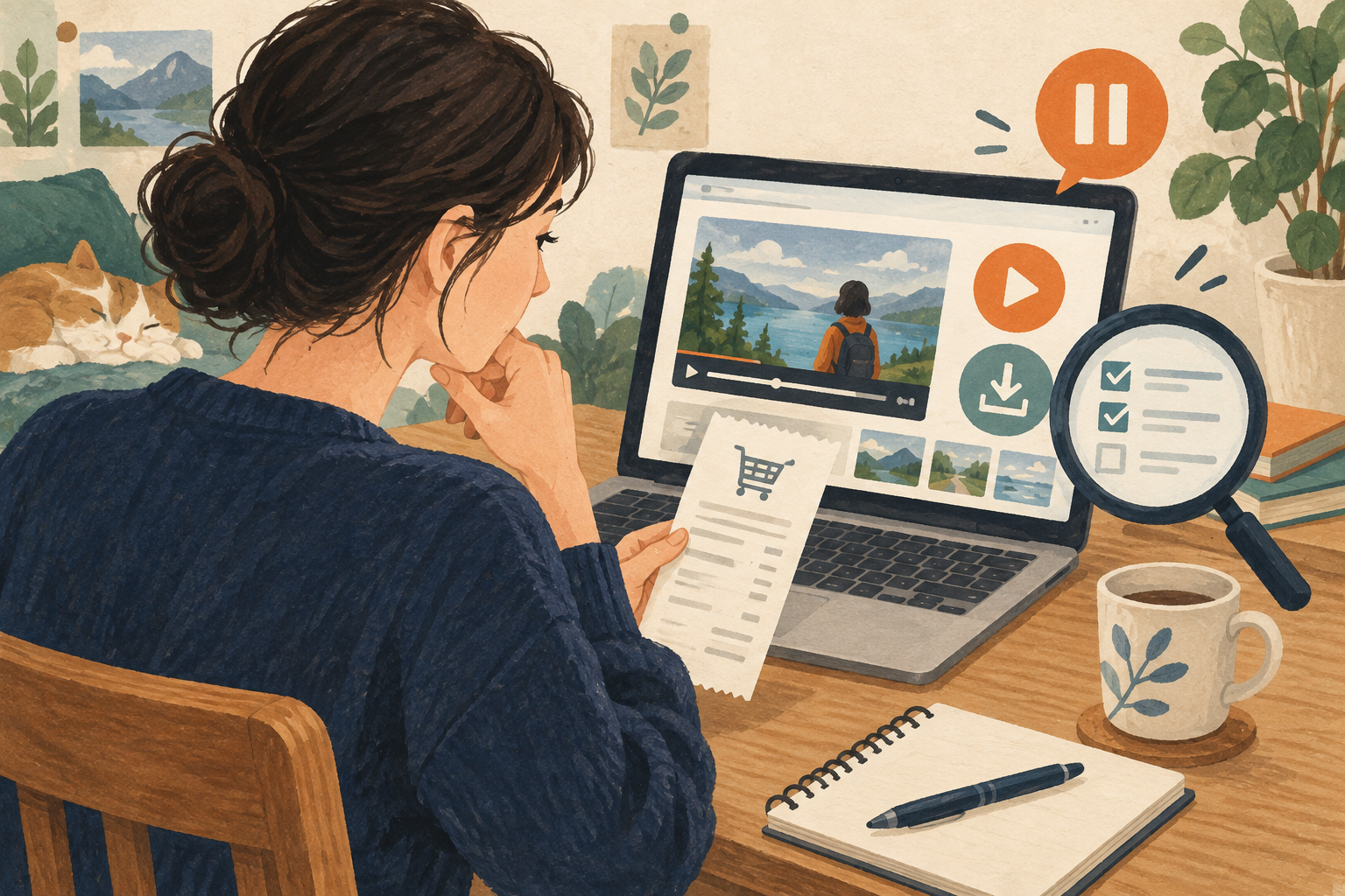 결제 내역과 실제 이용·다운로드 상태, 구매 전 안내를 함께 확인합니다.