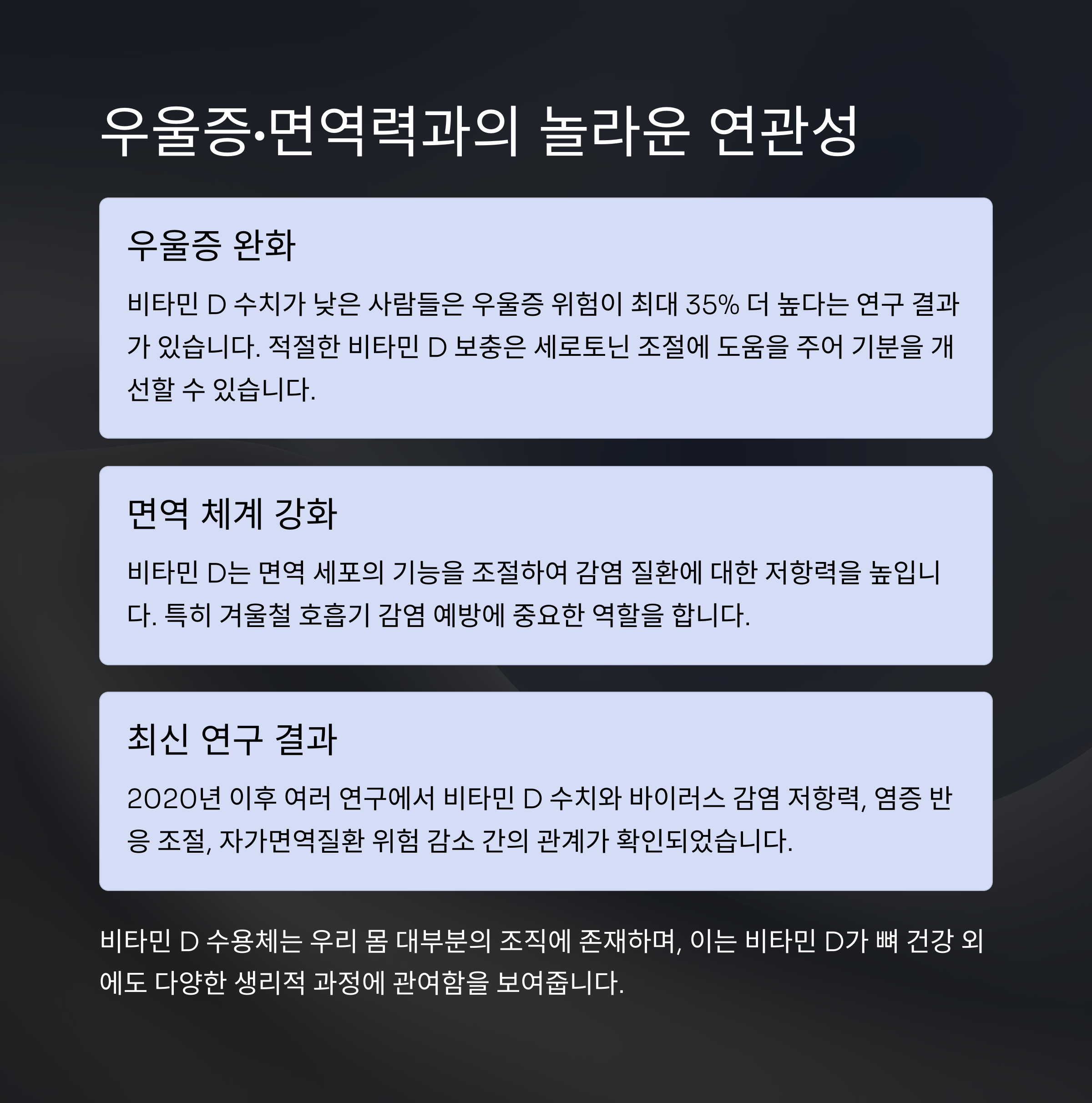 몸에 꼭 필요한 비타민 D: 뼈 건강과 우울증 예방