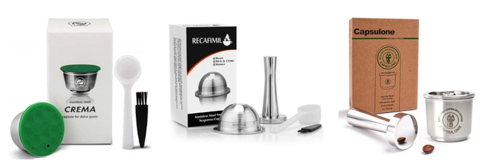 icafilas 돌체구스토 스텐 필터(좌), 버츄오 캡슐 탬퍼세트(중앙), 이지 일리캡슐 탬퍼 리필세트(우)