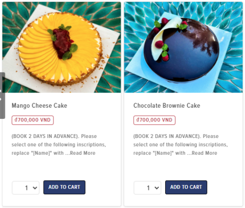 망고치즈케이크-초코렛브라우니케이크-예약화면