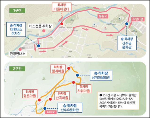 산수유꽃축제 셔틀 운행