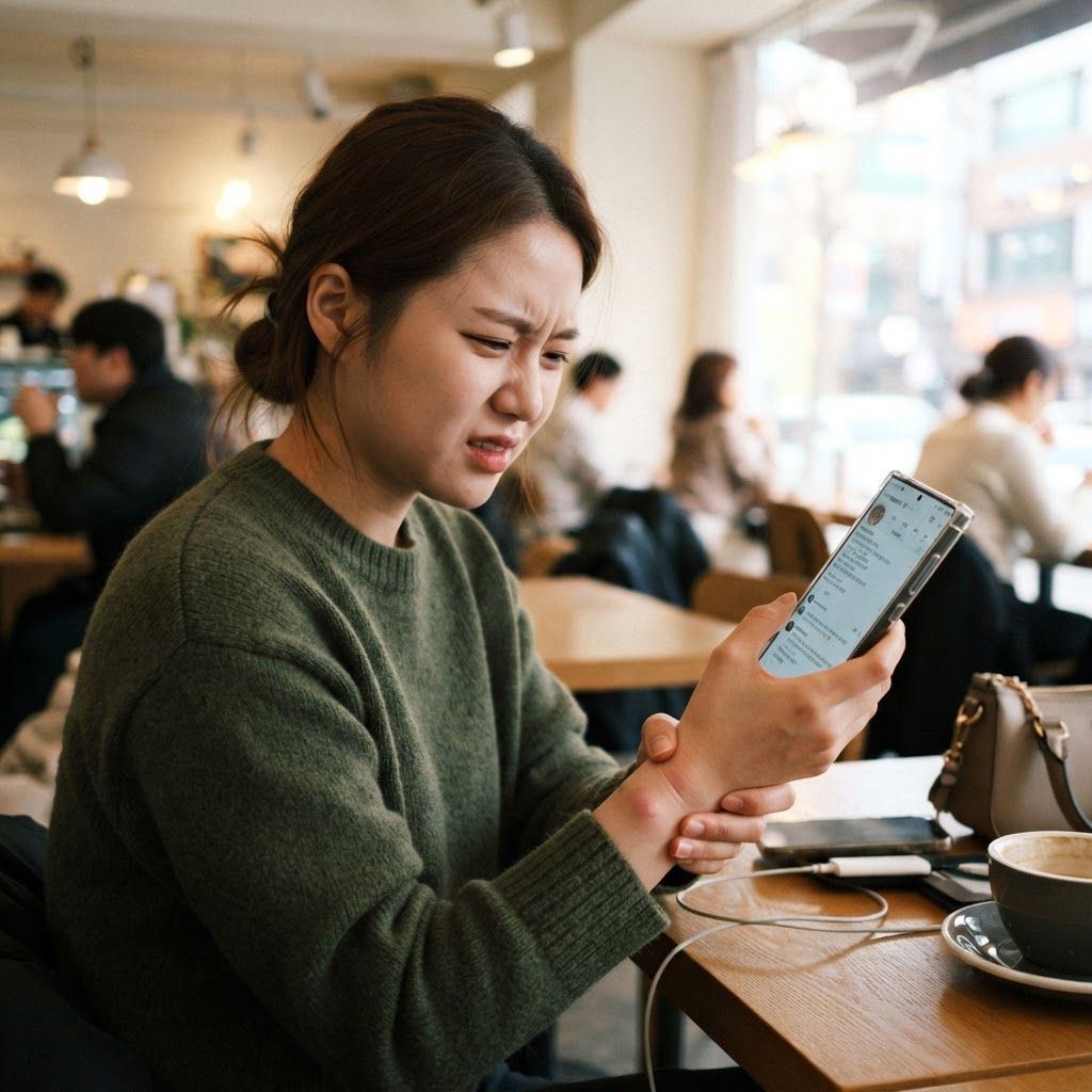 스마트폰 사용으로 인한 손목통증 이미지