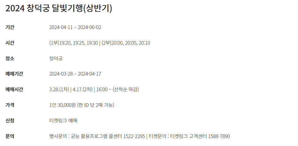 2024 창덕궁 달빛기행 상반기 - 한국문화재단