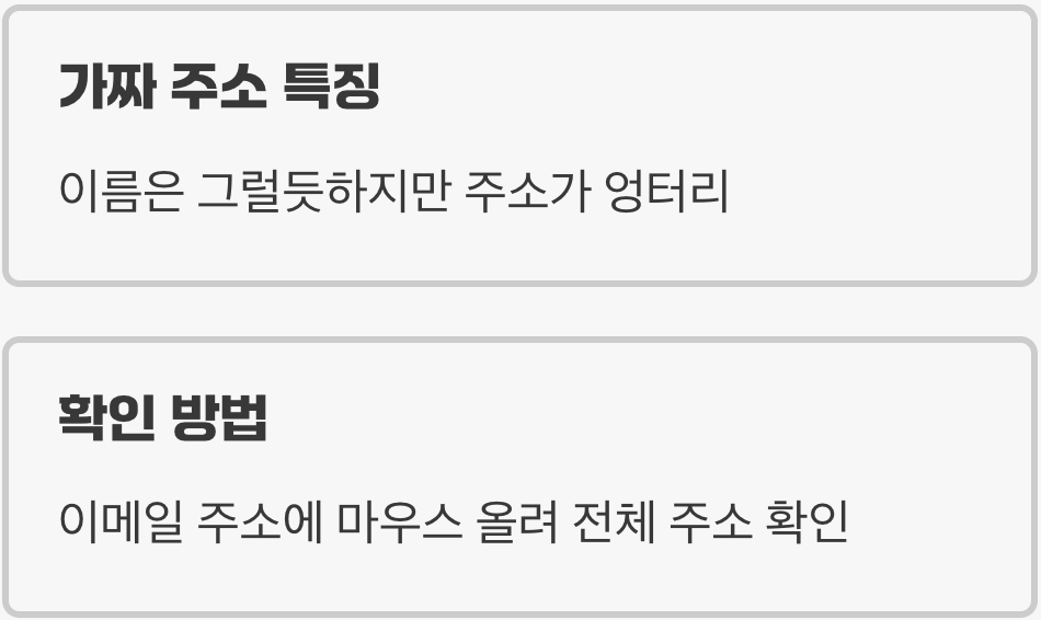 1. 보낸 사람, 이름 말고 '주소'를 보세요