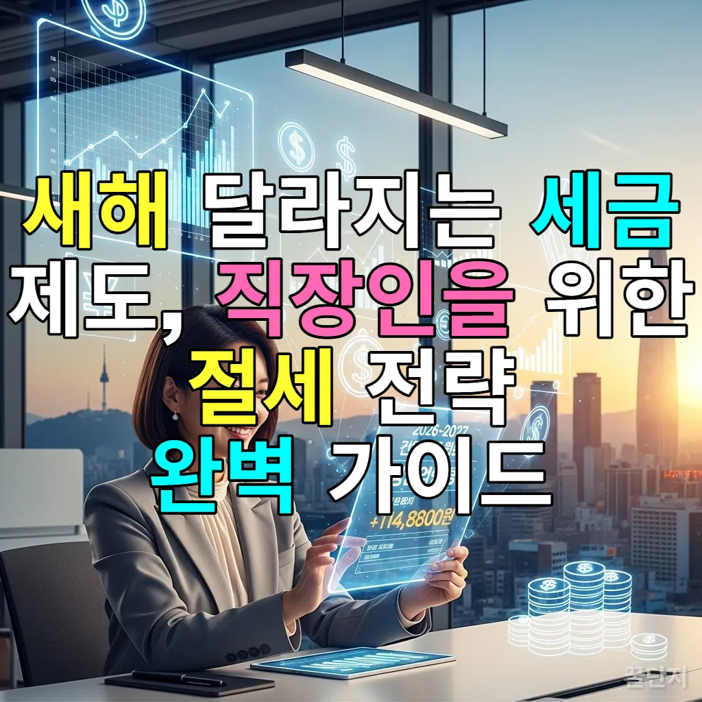 2026년 새해 달라지는 세금 제도를 확인하며 절세 전략을 세우는 한국 직장인의 모습