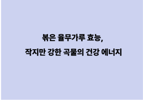 볶은 율무가루 효능, 작지만 강한 곡물의 건강 에너지