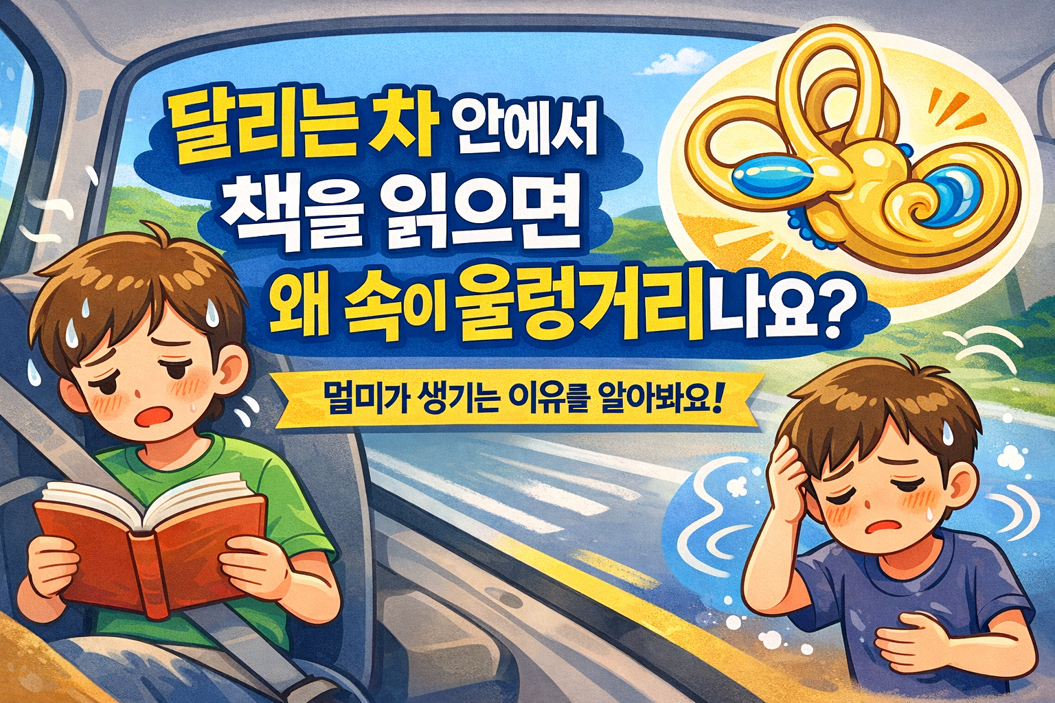달리는 차안에서 책을 읽으면 왜 속이 울렁거릴까?
