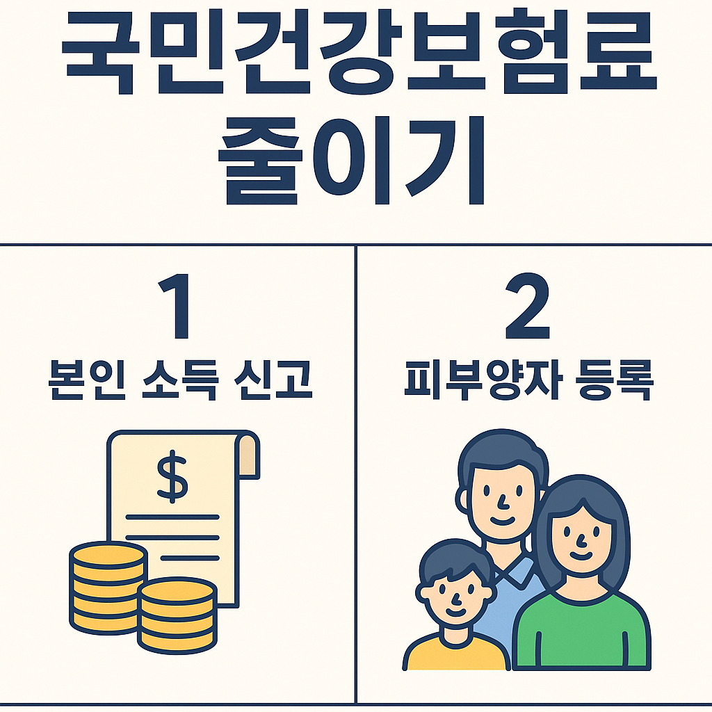 건강보험료 절감을 위한 재산변동 신고와 피부양자 등록 전략 인포그래픽