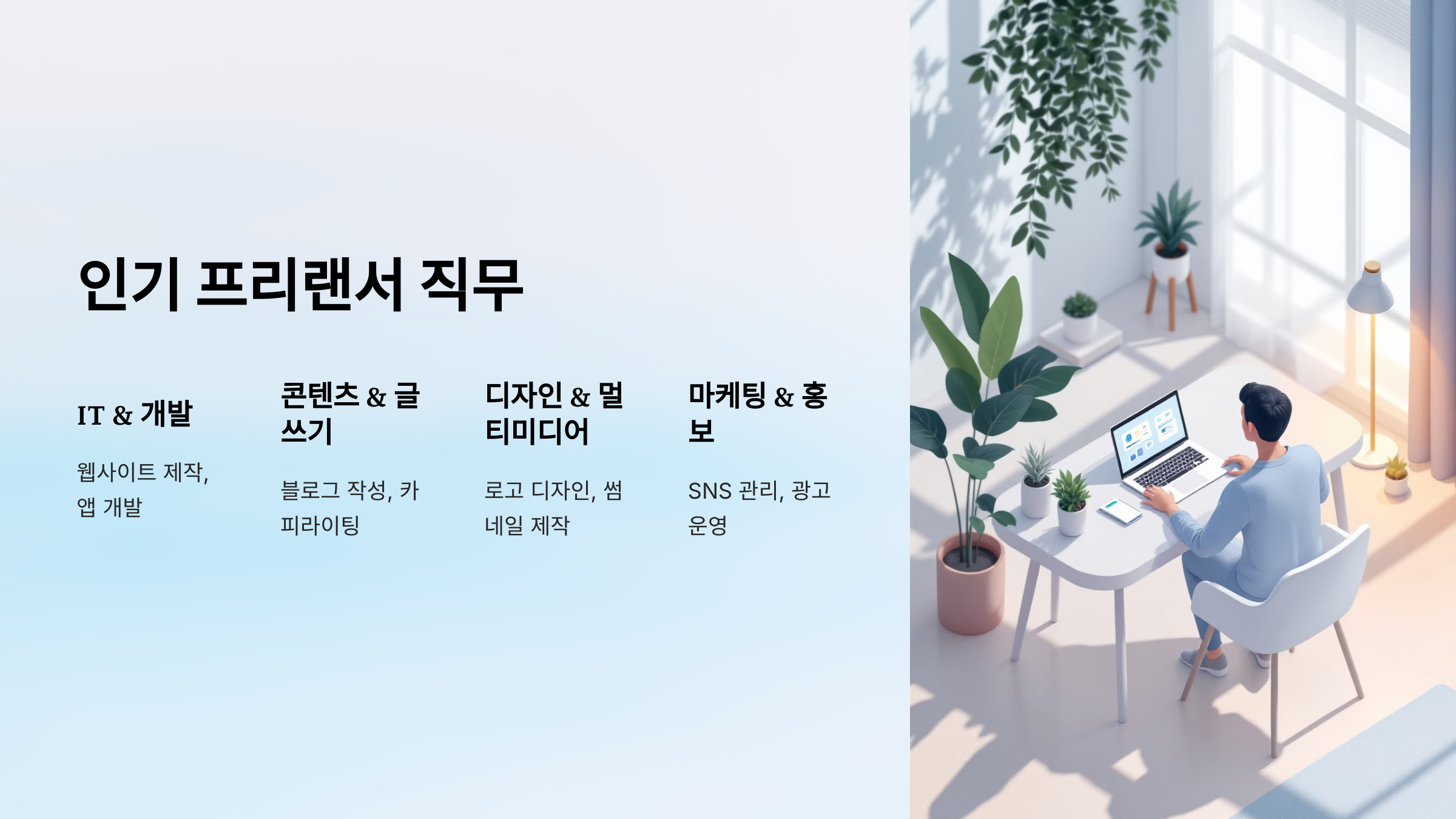 초보자를 위한 인기 프리랜서 직무