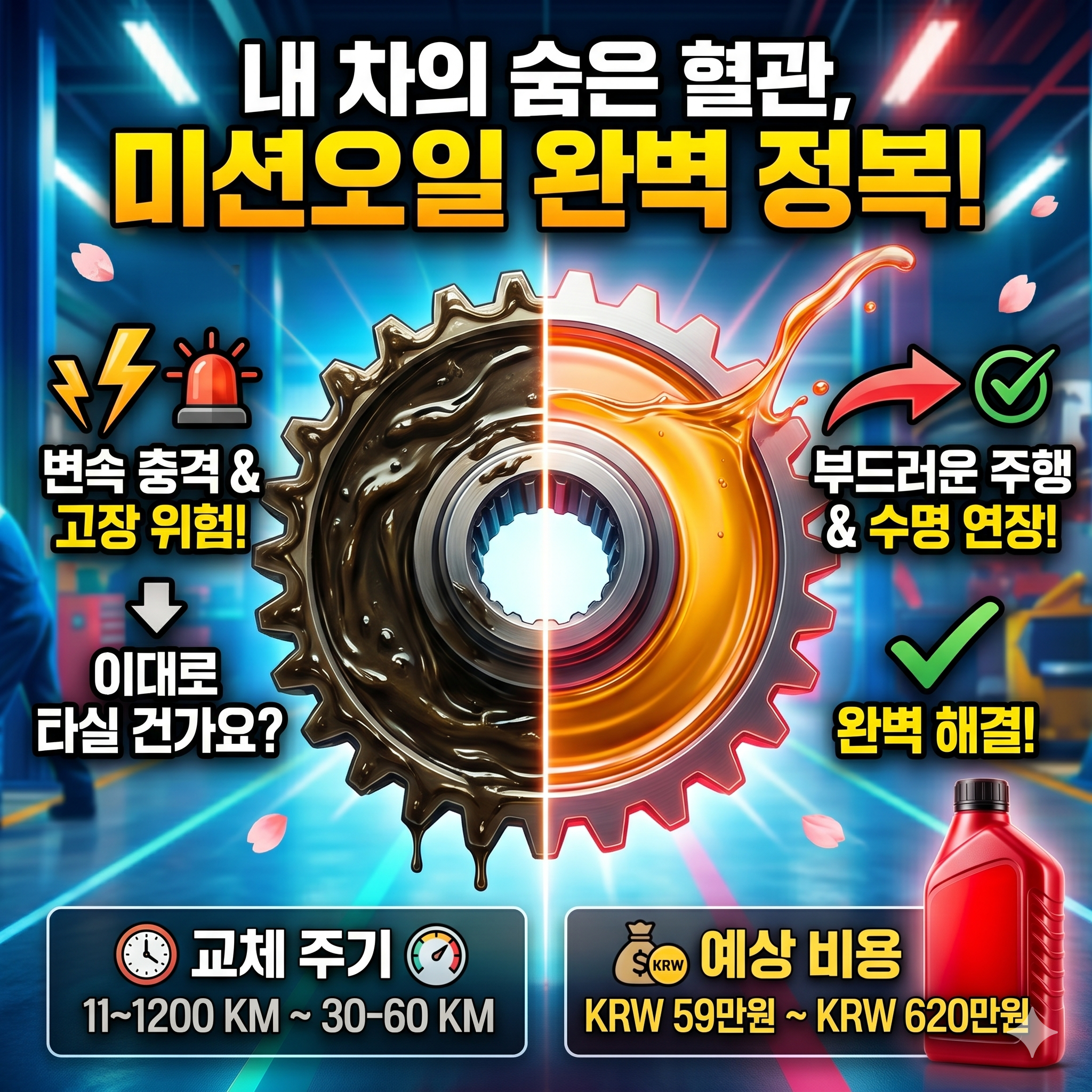 자동차 미션오일 교체주기 및 비용 총정리: 변속 충격 해결하는 방법