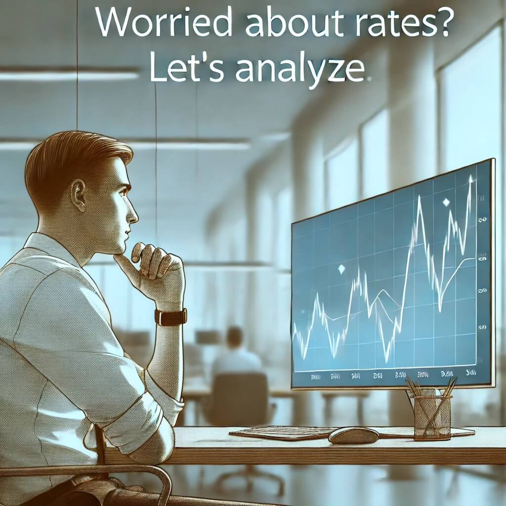 그래프를 보며 고민하는 직장인