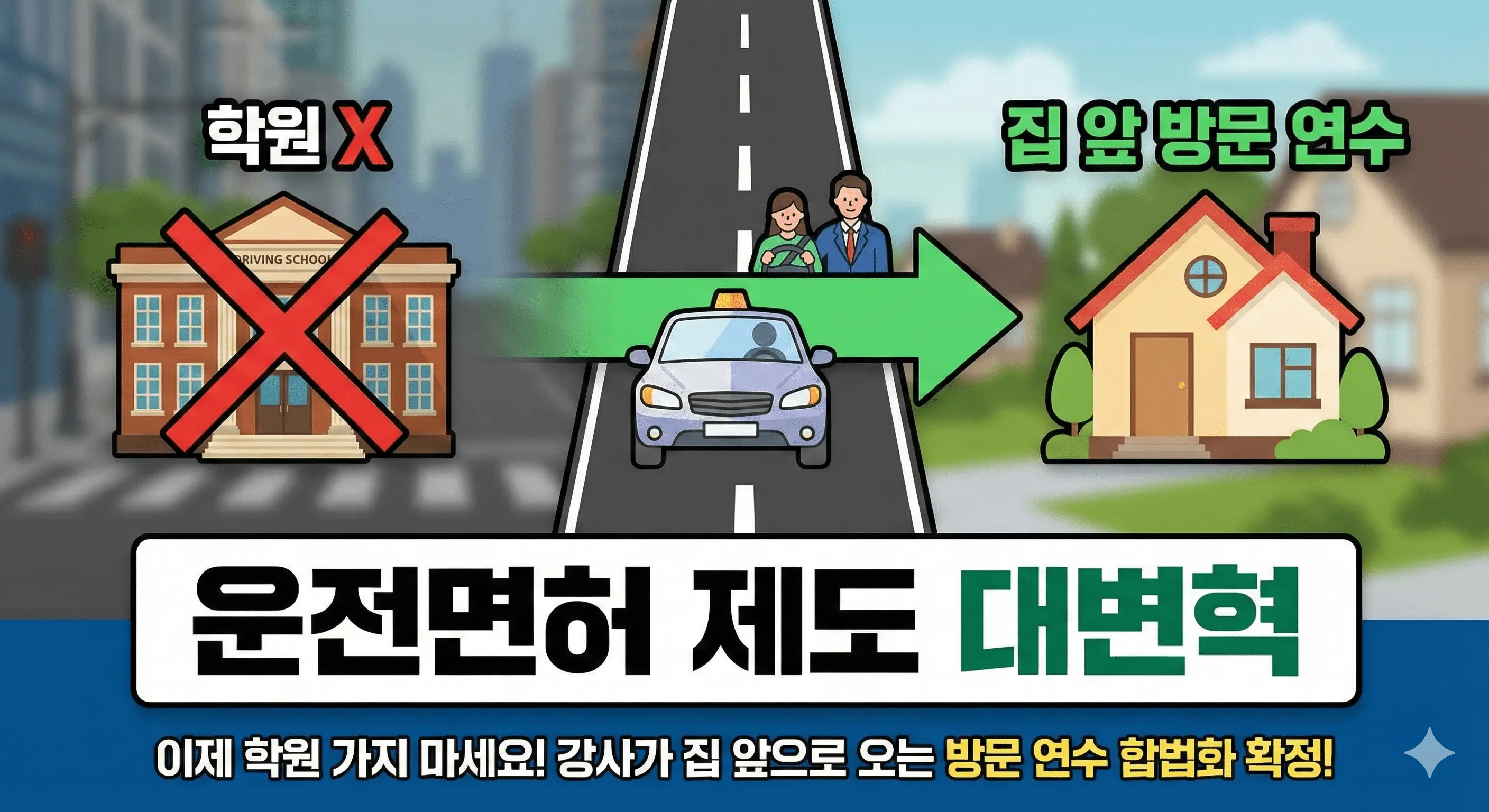 운전면허 제도 대변혁"이제 학원 가지 마세요"강사가 집 앞으로 오는 방문 연수 합법화 확정!