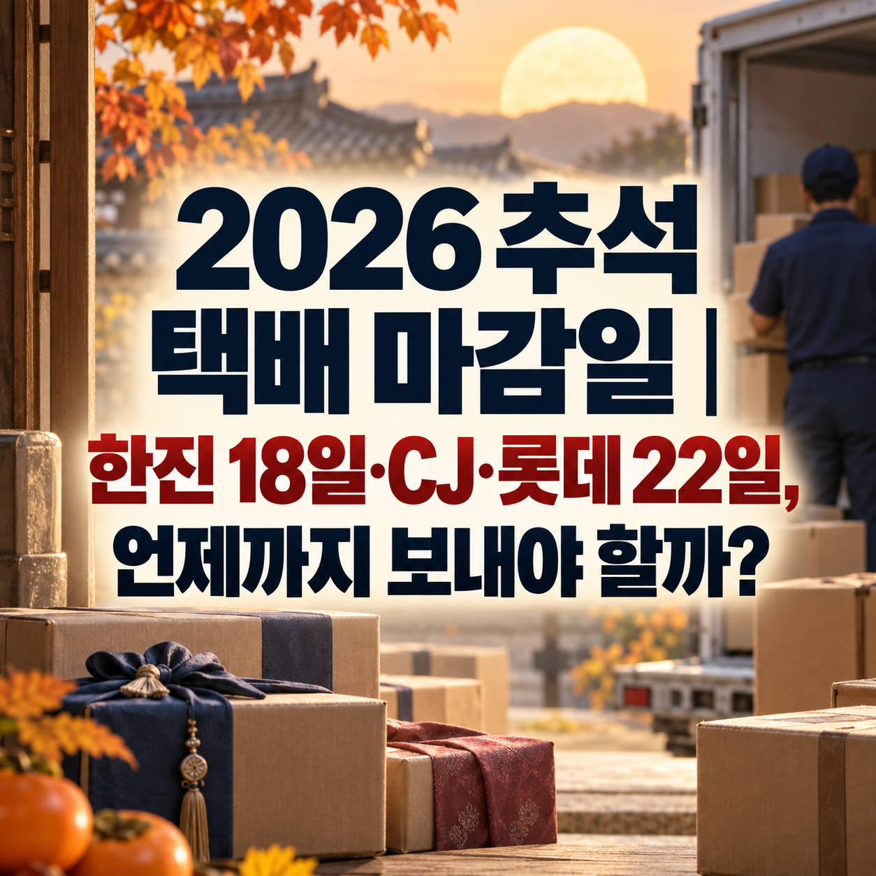 2026 추석 택배 마감일|한진 18일·CJ·롯데 22일, 언제까지 보내야 할까?