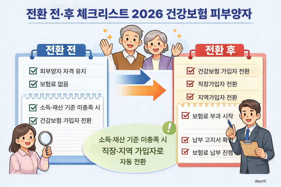 전환 전후 체크리스트 2026 건강보험 피부양자 자동 전환 기준