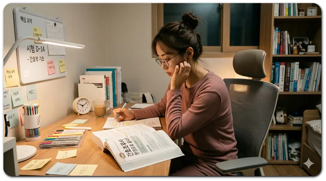 간호조무사 시험 준비하는 여성