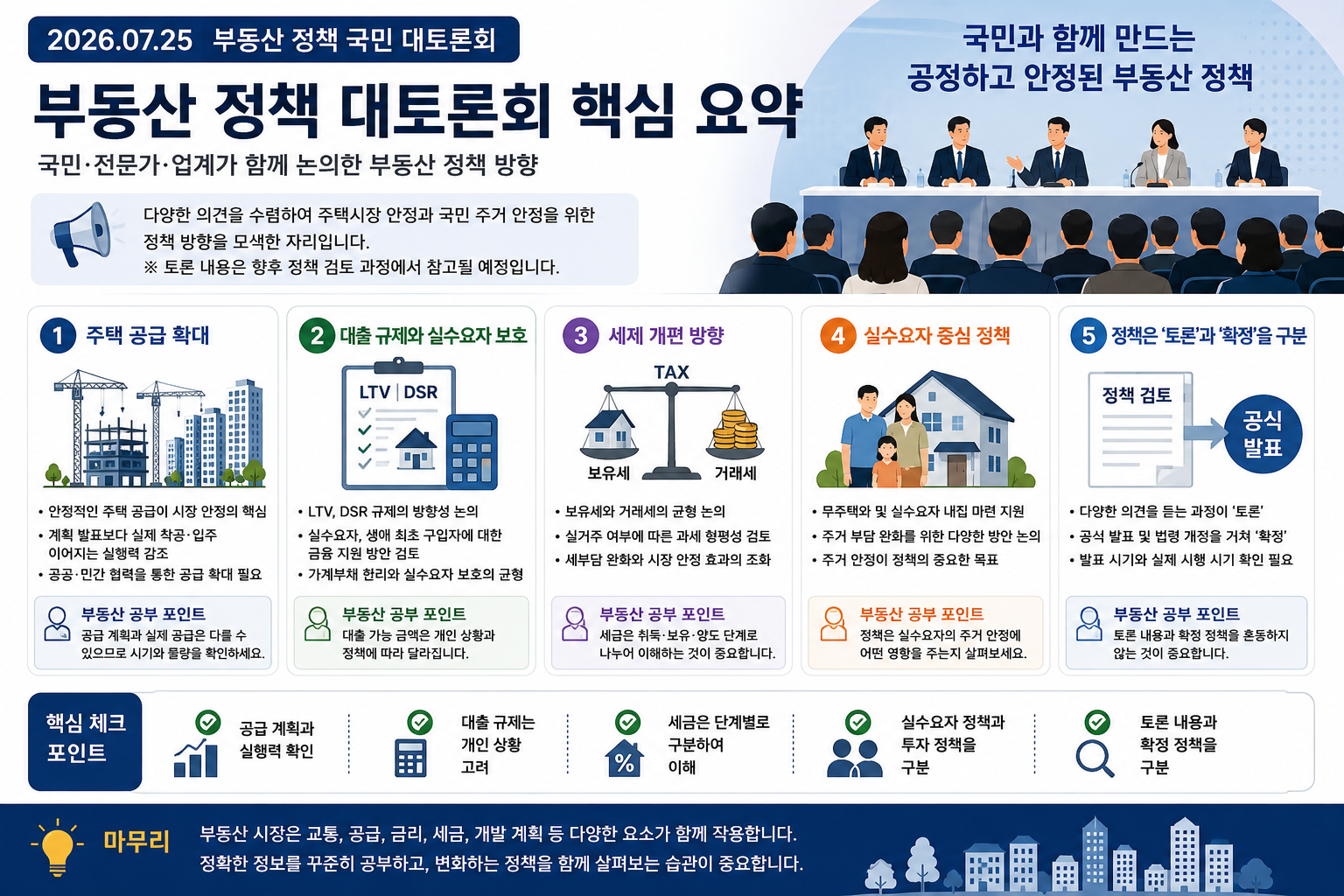부동산 정책 국민 대토론회 핵심 내용 총정리! 부동산를 공부하는 사람이 꼭 알아야 할 5가지