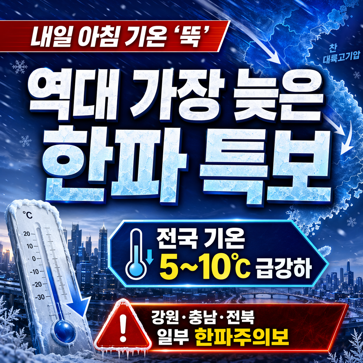 내일 아침 기온 &lsquo;뚝&rsquo;&hellip;&ldquo;역대 가장 늦은 한파 특보&rdquo; 왜 나왔나