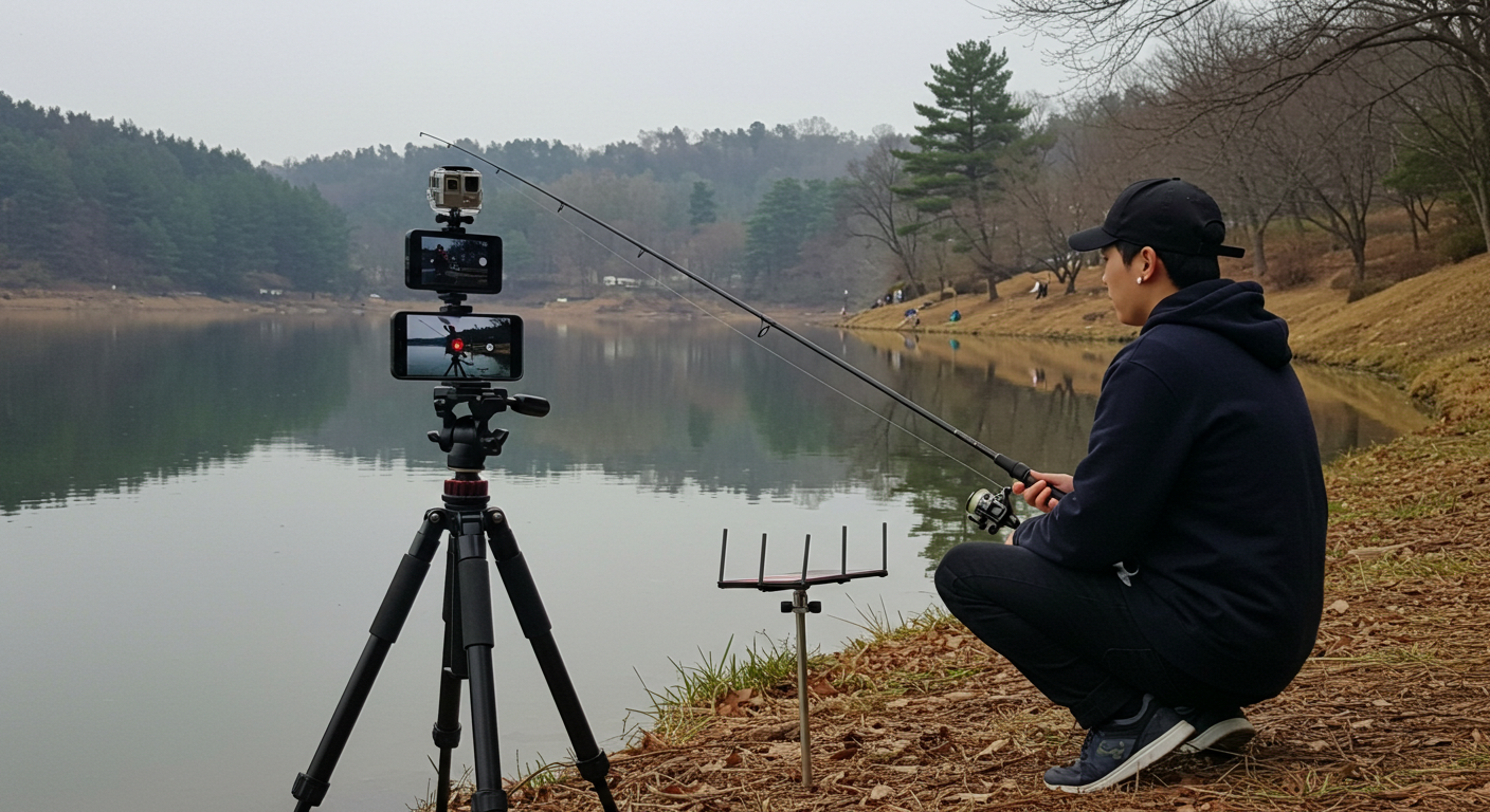 낚시 중인 한 남자 이미지