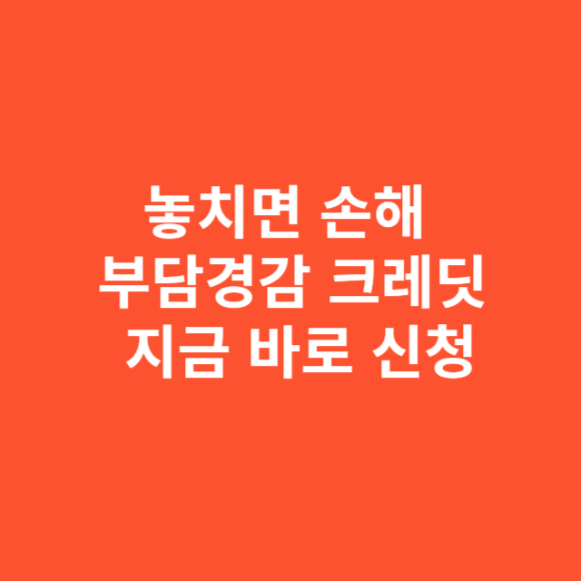 놓치면 손해 부담경감 크레딧 지금 바로 신청