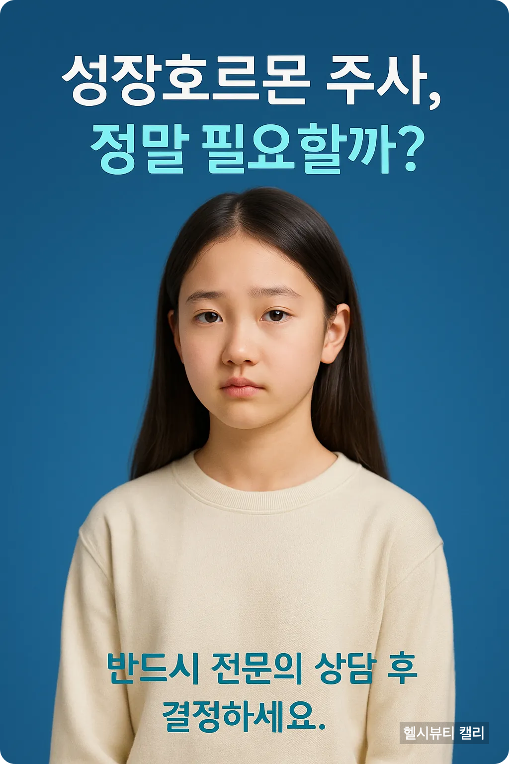 성장호르몬 주사의 신중한 결정을 알리는 10대 여성 인포그래픽