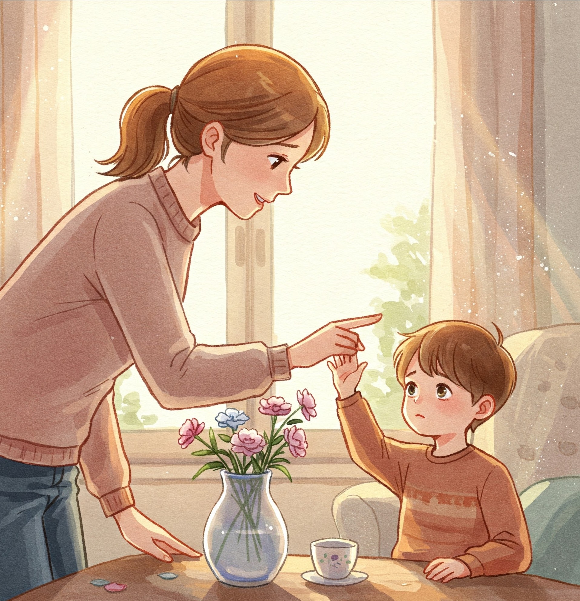 훈육하는 엄마와 아이