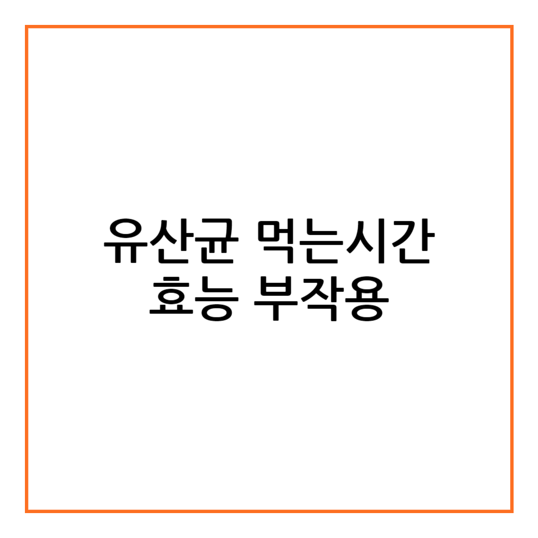 유산균 먹는시간