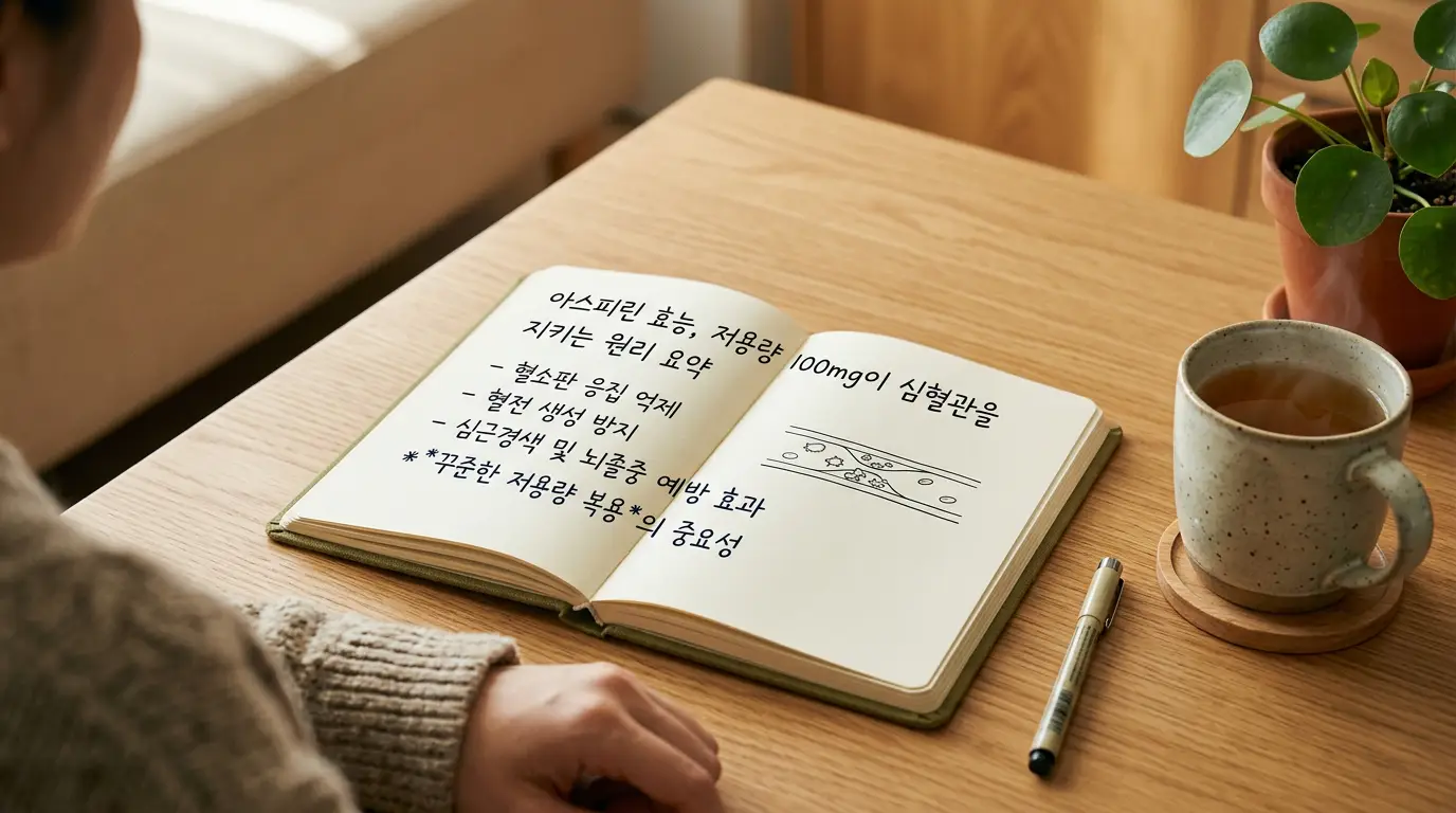 아스피린 효능, 저용량 100mg이 심혈관을 지키는 원리 요약
