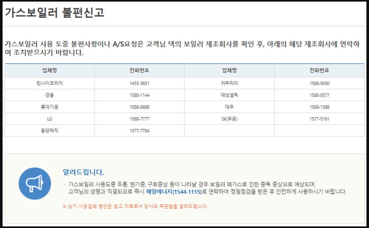 도시가스 안내번호