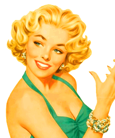 감발 머리를 한 마를린먼로가 하얀 치아를 드러내면서 미소를 짓고 있다. 초록색 드레스를 입었고, 빨간 립스틱을 발랐다.