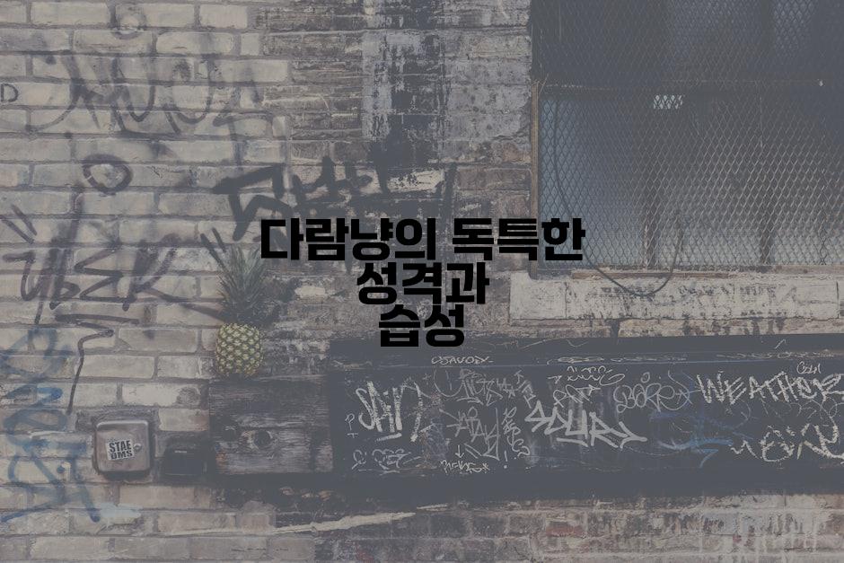 다람냥의 독특한 성격과 습성