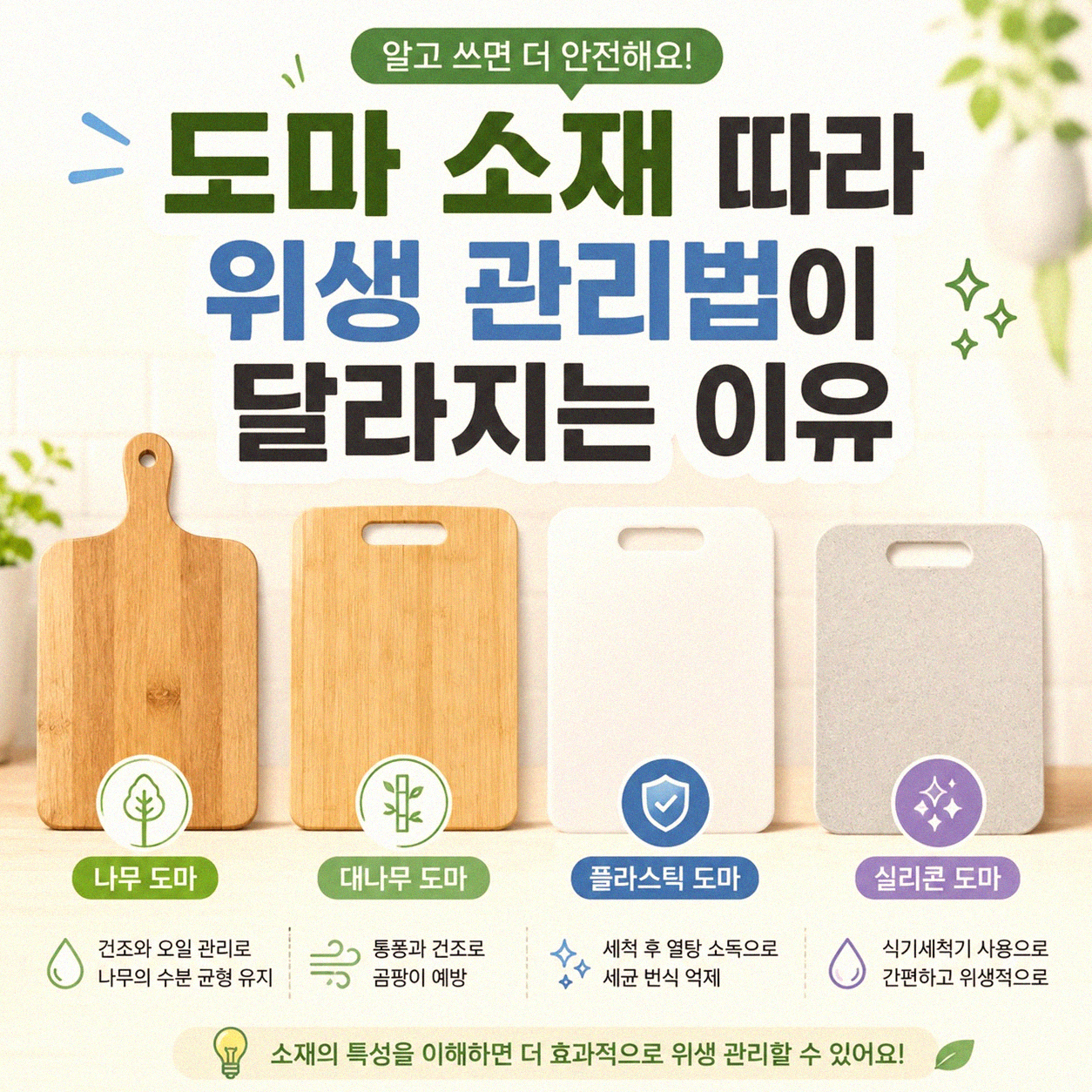 도마 소재별 위생 관리, 왜 방법이 다를까요