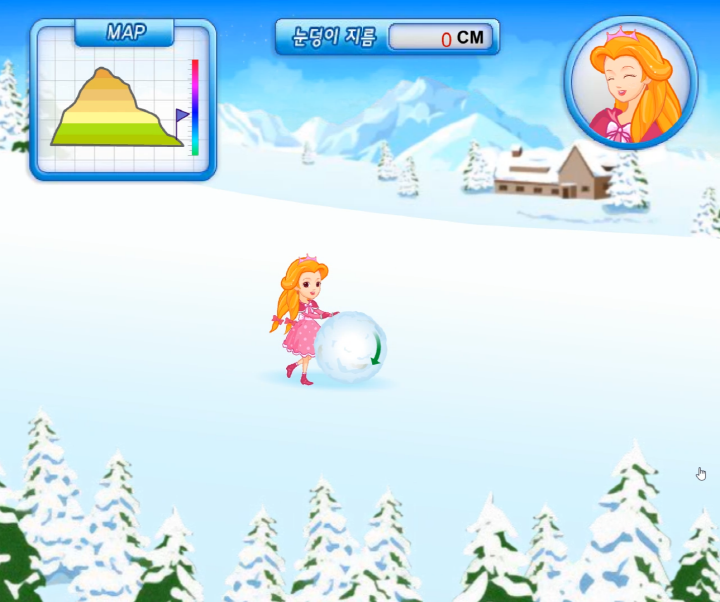 스릴만점-눈굴리기-대작전-플래시게임-시작-화면