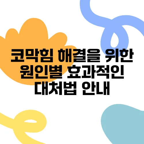 코막힘 해결을 위한 원인별 효과적인 대처법 안내