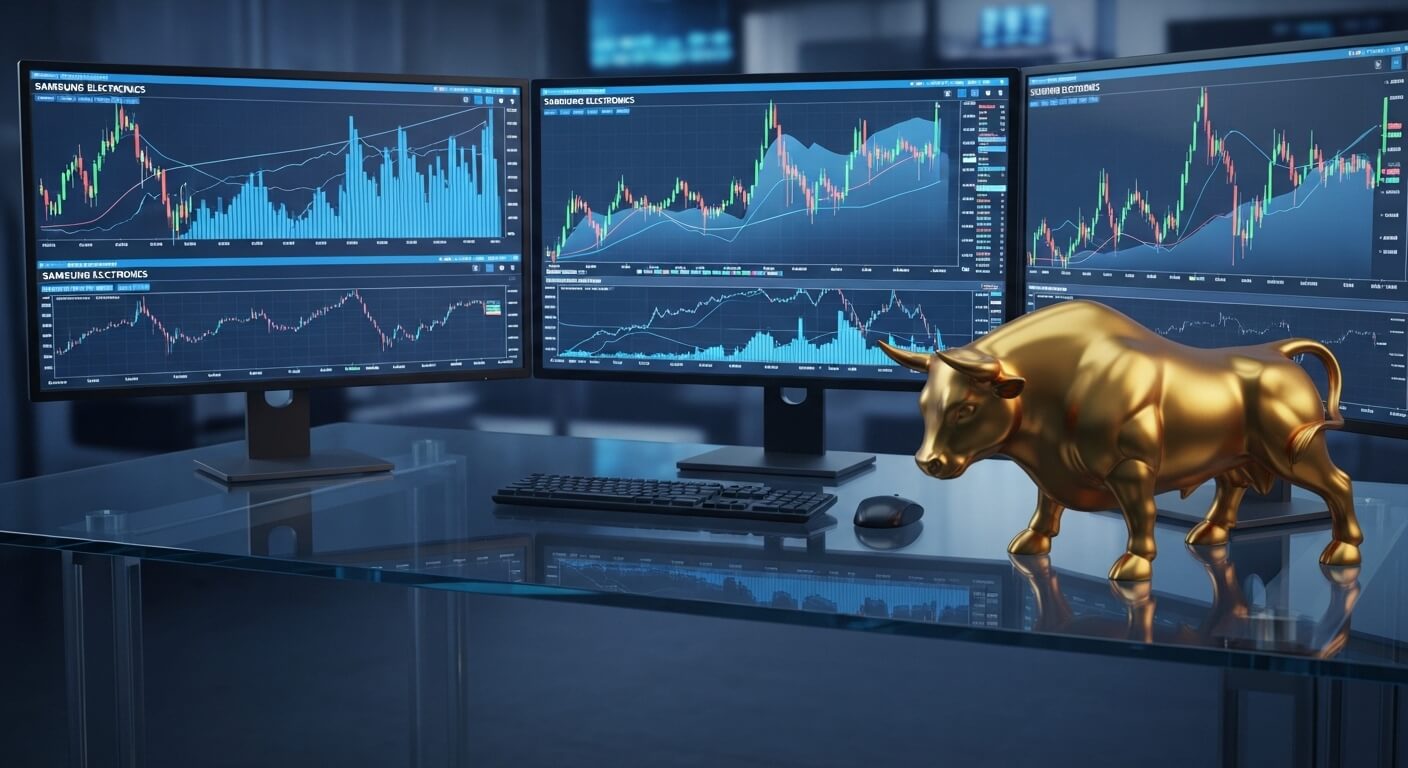 3개의주식모니터창이있고+황금황소