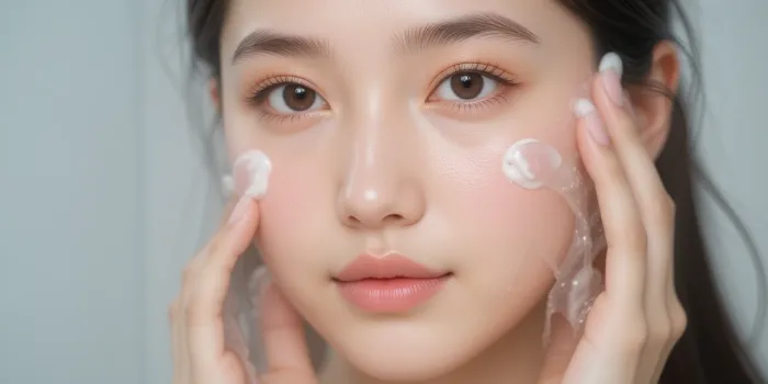 건조한 부위에 크림 바르는 장면