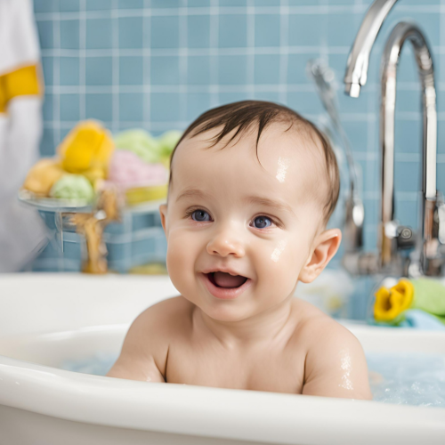 목욕하고-있는-신생아