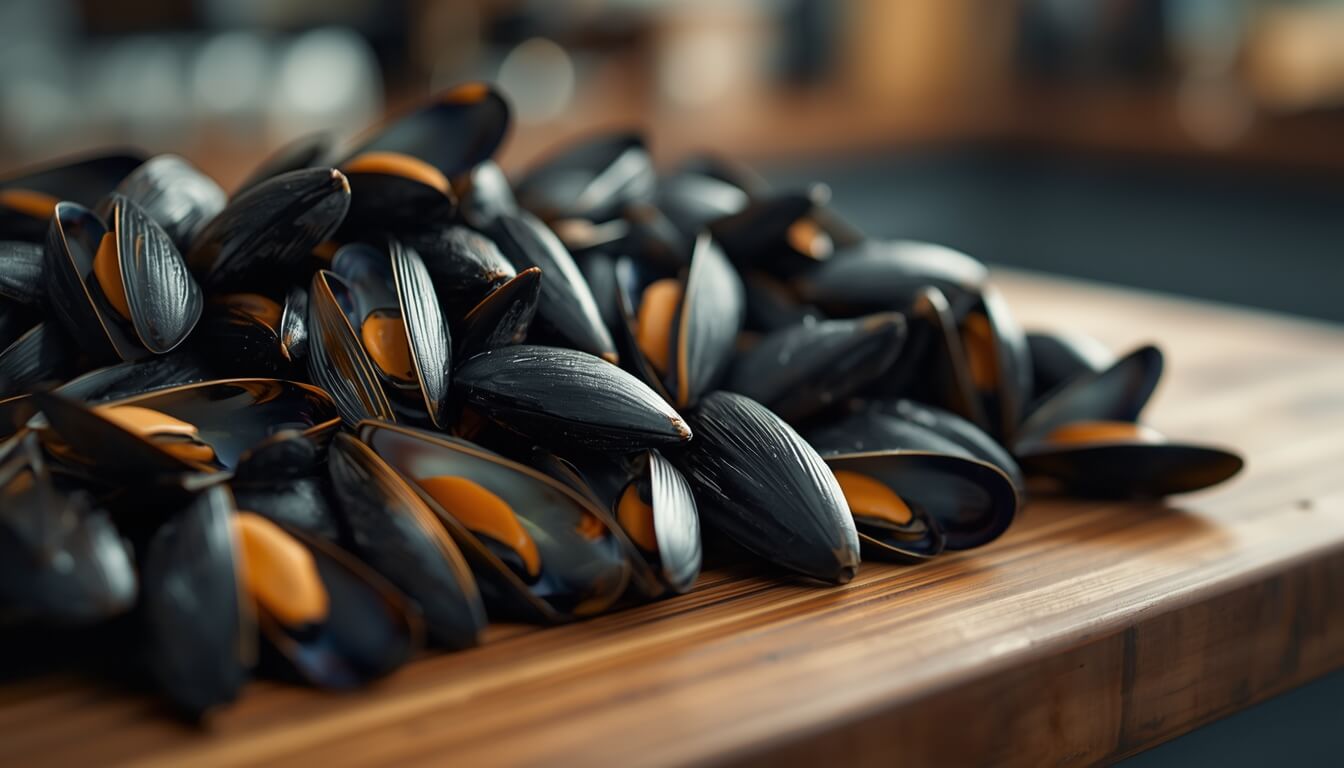 뉴질랜드 해안에서 채취한 싱싱한 초록입홍합 원물