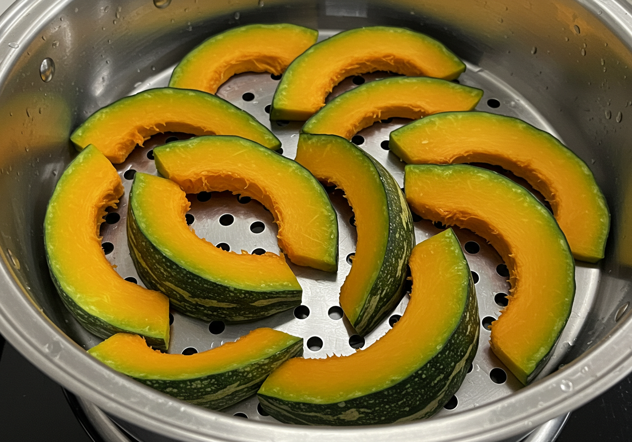 단호박 놓는 방법에 따른 식감의 차이