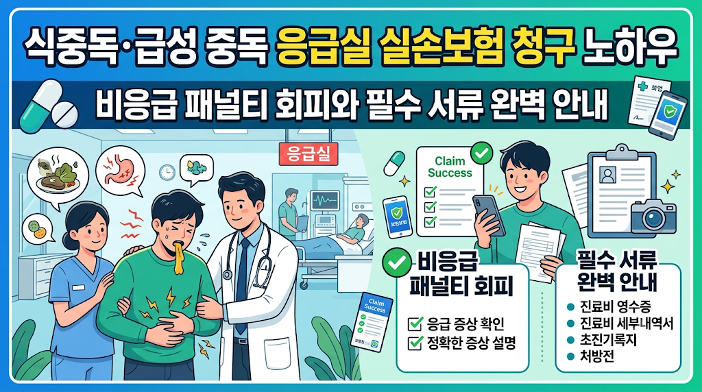 식중독&middot;급성 중독 응급실 실손보험 청구 노하우: 비응급 패널티 회피와 필수 서류 완벽 안내